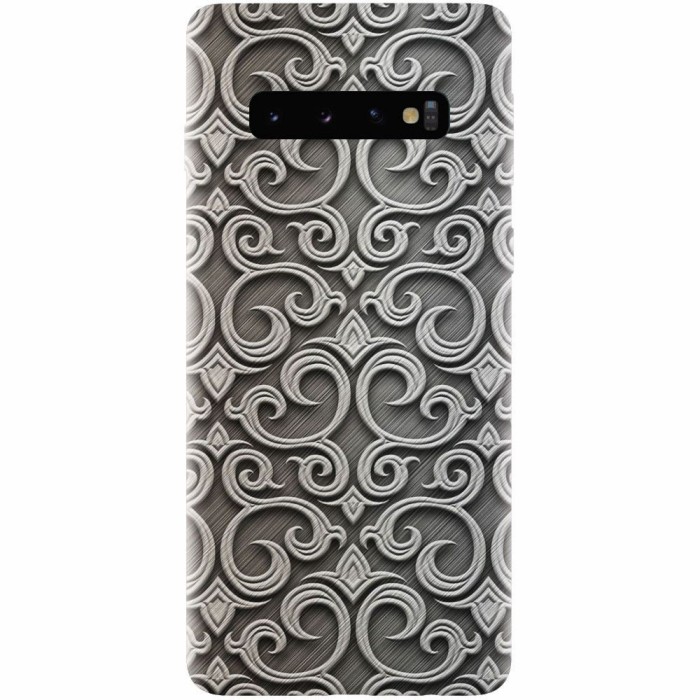 Husa silicon pentru Samsung Galaxy S10 Plus, Baroque Silver Pattern