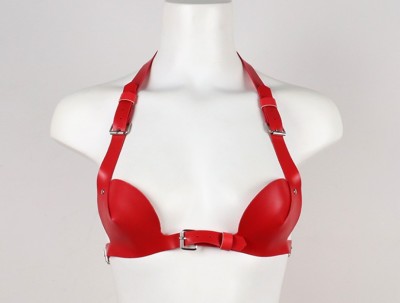 Sutien Sexy din Piele Ecologica, Rosu, S-L, JGF Lingerie foto