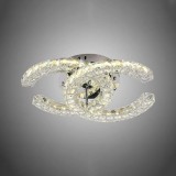 Lustra LED cu telecomanda si cristal SHIA, 27W, 2 Cercuri, lumina Rece/Calda/Neutra, Dimabila, Crom Lucios, Alessandro DESIGN