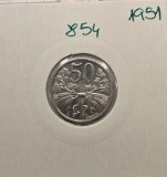 854 Czechoslovakia Cehoslovacia 50 Haleru 1951, excelenta, KM#32