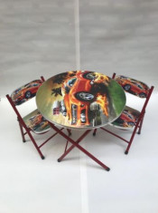 Masa rotunda pentru copii cu 2 scaune pliabile foto