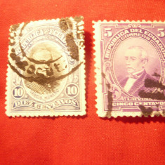 2 Timbre Ecuador 1907 - Personalitati - stampilate