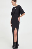 MSGM rochie din bumbac culoarea negru, maxi, oversize 3641MDA83.247002