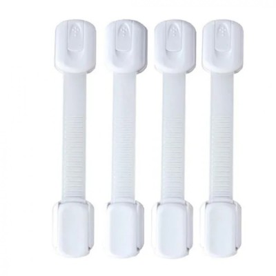Set 4 bucati sisteme de siguranta copii ajustabile, blocare sertare, dulap, frigider, WC, adeziv puternic, lungime 19 cm, alb, BZRSH&amp;reg; foto