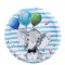 Set 10 Farfurii Unica Folosinta, Cyrax, Imprimeu Elefant, din Carton, 22 cm, Albastru