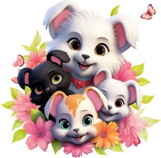 Sticker decorativ Catelusi, Alb, 61 cm, 7994ST-3 foto