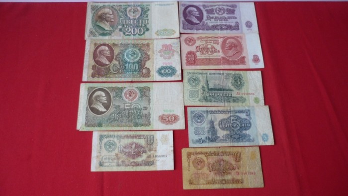 LOT BANCNOTE RUSIA RUBLE 9 BUC.