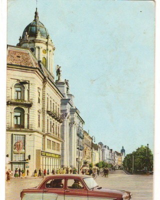 CPI B 10974 CARTE POSTALA - ARAD. BULEVARDUL REPUBLICII, AUTOTURISM DE EPOCA RPR foto