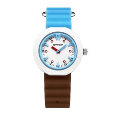 Ceas Copii Sanda 9108 Albastru-Cafea , Design Fashion, Analog, Rezistent la Apa 3ATM