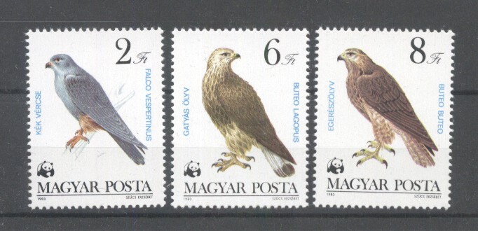 Hungary 1983 WWF Birds 3 values MNH U.134