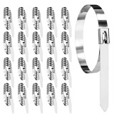 Cumpara ieftin Set 100 coliere metalice inox 150 mm, bride autoblocante din otel inoxidabil pentru prinderea cablurilor, furtunurilor si tevilor, rezistente la rugin