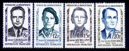 C4594 - Franta 1958 - Eroi ai Rezistentei 4 v. neuzat,perfecta stare