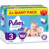 Scutece Pufies Sensitive, Marimea 3 Midi, 192 bucati,6-10 kg, Giant pack x 2