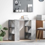 Birou Gri vidaXL cu Rafturi, 90x50x75 cm, Lemn Compozit, Masa Scris, Birou PC, Design Modern, Depozitare Integrata