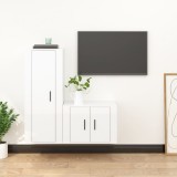 VidaXL Set dulap TV, 2 piese, alb extralucios, lemn prelucrat