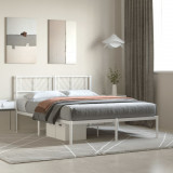 Cadru de pat metalic cu tablie, alb, 140x200 cm GartenMobel Dekor, vidaXL