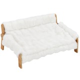 PawHut Pat Ridicat pentru C&acirc;ini și Pisici cu Pluș Moale, Husă Detașabilă și Picioare Antiderapante, 70x47x30 cm, Alb | Aosom Romania