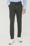 BOSS pantaloni bărbați, culoarea verde, mulată 50487966