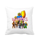 Perna personalizata decorativa copii, 40x40 cm, alba, cu Roblox