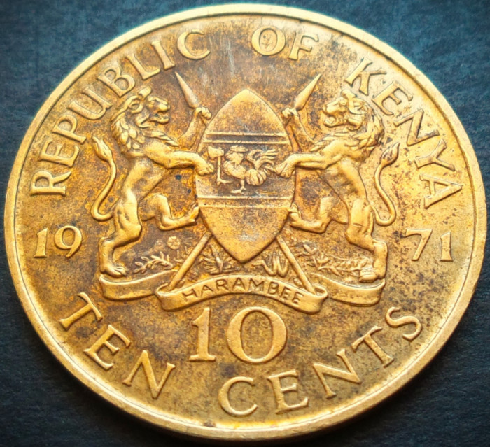 Moneda exotica 10 CENTI - KENYA, anul 1971 * cod 4100