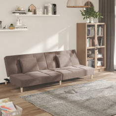 Canapea extensibila cu 2 locuri, 2 perne, gri taupe, textil GartenMobel Dekor