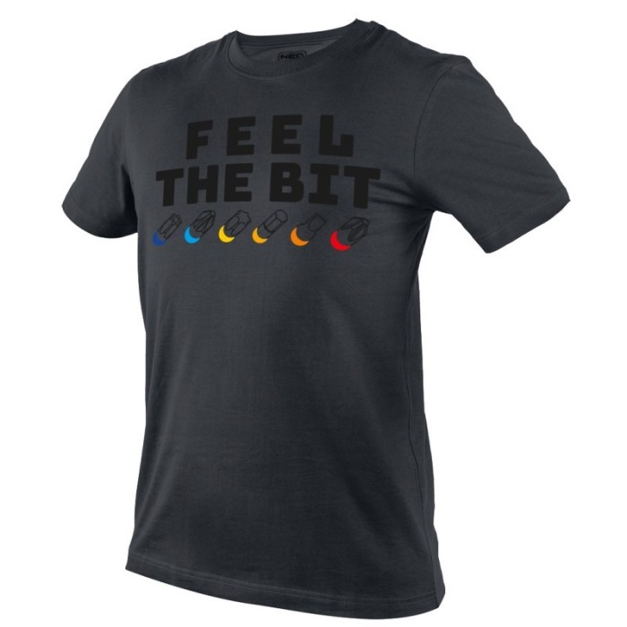 Tricou imprimat, FEEL THE BIT, marimea XL, negru HardWork ToolsRange