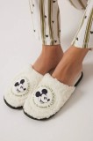 women&#039;secret papuci de casa MICKEY MOUSE FUR HOUSE SLIPPERS culoarea bej, 4999682