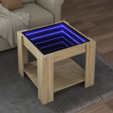 Măsuță de cafea cu LED stejar sonoma 53x53x45 cm lemn prelucrat