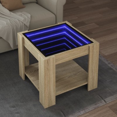 Gossi masuta de cafea cu led stejar sonoma 53x53x45 cm lemn prelucrat foto