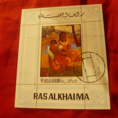 Bloc Ras Al Khaima 1970 - Pictura P. Gauguin stampilat