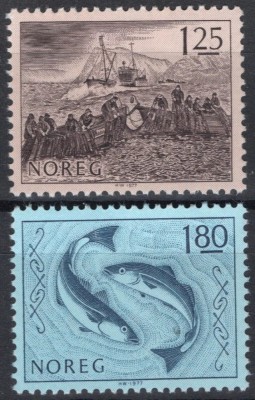 Norvegia 1977 - Pescuit, pesti, serie neuzata foto