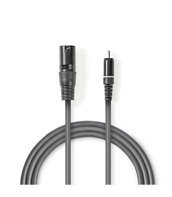 XLR-RCA audio cablu XLR 3pini tata - RCA tata 1.5m Gri NEDIS foto