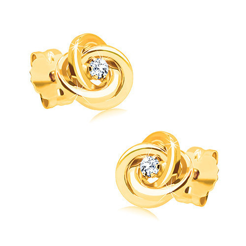 Cercei aur galben 585 cu diamant - trei noduri cu cercuri | Okazii.ro