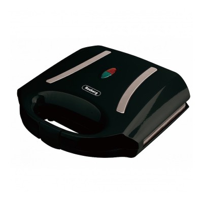 Sandwich maker Rosberg, 750 W, 2 sandwich-uri, placi antiaderente tip grill, protectie supraincalzire, Negru foto