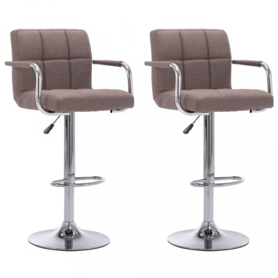 vidaXL Scaune de bar, 2 buc., gri taupe, material textil foto