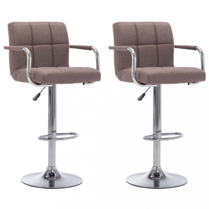 vidaXL Scaune de bar, 2 buc., gri taupe, material textil