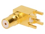 Soclu QMA mamă unghi 90&deg; 50&Omega; THT pentru PCB aurit