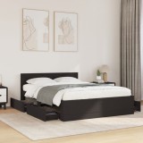 VidaXL Cadru de pat cu tăblie, negru, 120x190 cm, lemn prelucrat
