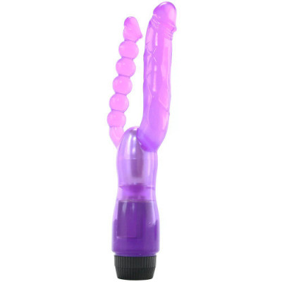 Vibratoare din jelly - Vibrator Penetrare Dubla Stimulare Simultana Vaginala si Anala Vibratii Multiple Puternice foto