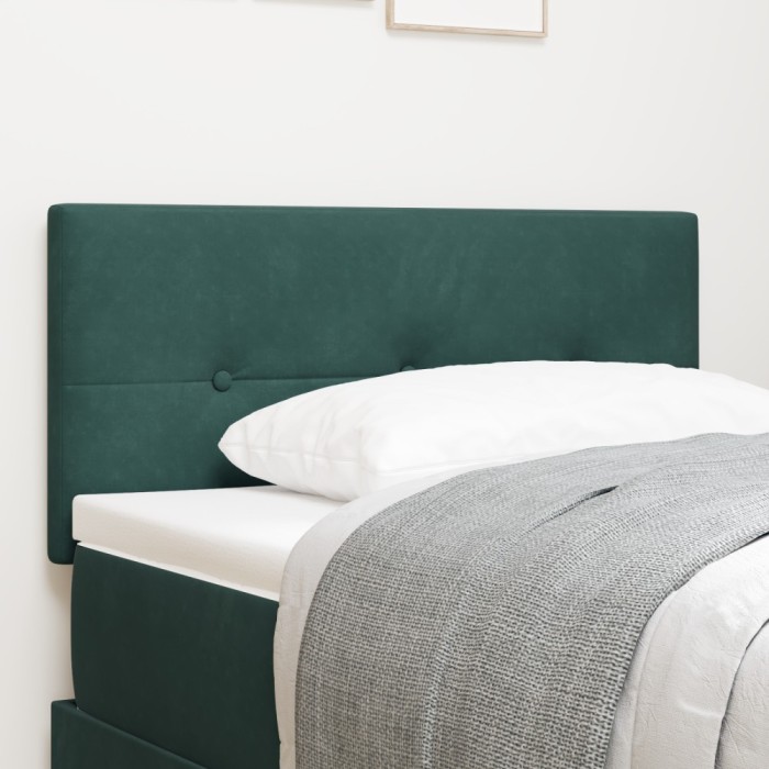 vidaXL Tăblie LED Tapițată cu Butoane Verde &Icirc;nchis 80 cm Catifea