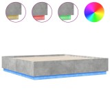 Cadru de pat cu lumini LED gri beton 200x200 cm lemn prelucrat, DKD Home Decor