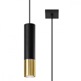 Lampă Suspendată Loopez Negru/Auriu Oțel 1 Bec Tub Modern De Interior