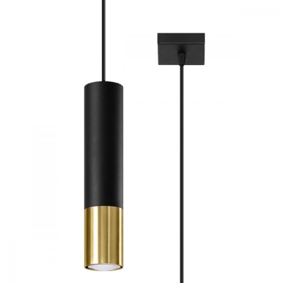 Lampă Suspendată Loopez Negru/Auriu Oțel 1 Bec Tub Modern De Interior foto