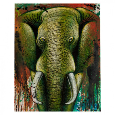Tablou pictat manual Colorful Elefant foto