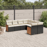 VidaXL Set mobilier de grădină cu perne, 8 piese, negru, poliratan