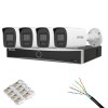 Kit supraveghere Hikvision 4 camere IP 6MP IR/Lumina Alba 30m PoE ColorVu, NVR AcuSense 8 Canale 12MP PoE, Cablu CAT6 FTP Rola 100m si Mufe RJ-45 Safe
