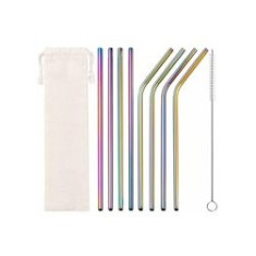 Set 10 paie, reutilizabile, inox, multicolor, 20 cm
