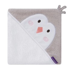 Prosop de baie pentru bebelus si mama Bamboo Penguin white Clevamama for Your BabyKids