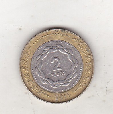 bnk mnd Argentina 2 pesos 2011 bimetal foto