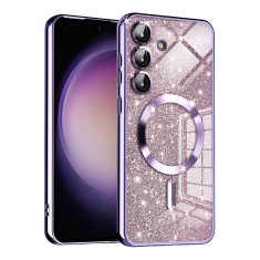 Husa premium Samsung Galaxy S23 FE Techsuit Luxury Glitter MagSafe, mov deschis foto